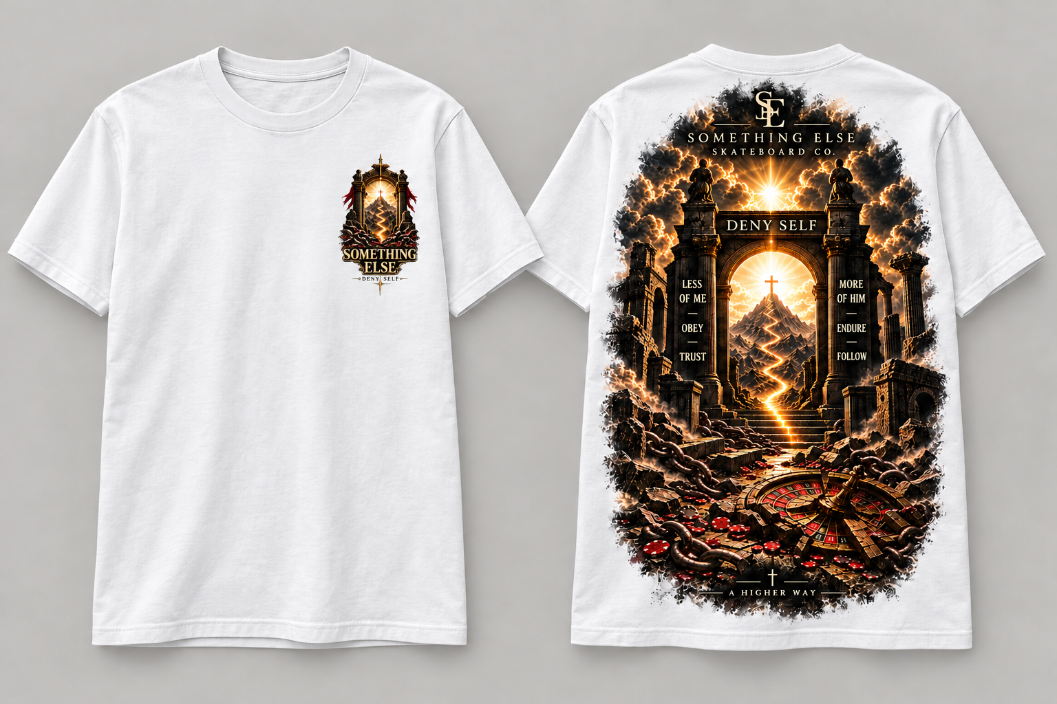 Deny Self II approved front chest print and full back design